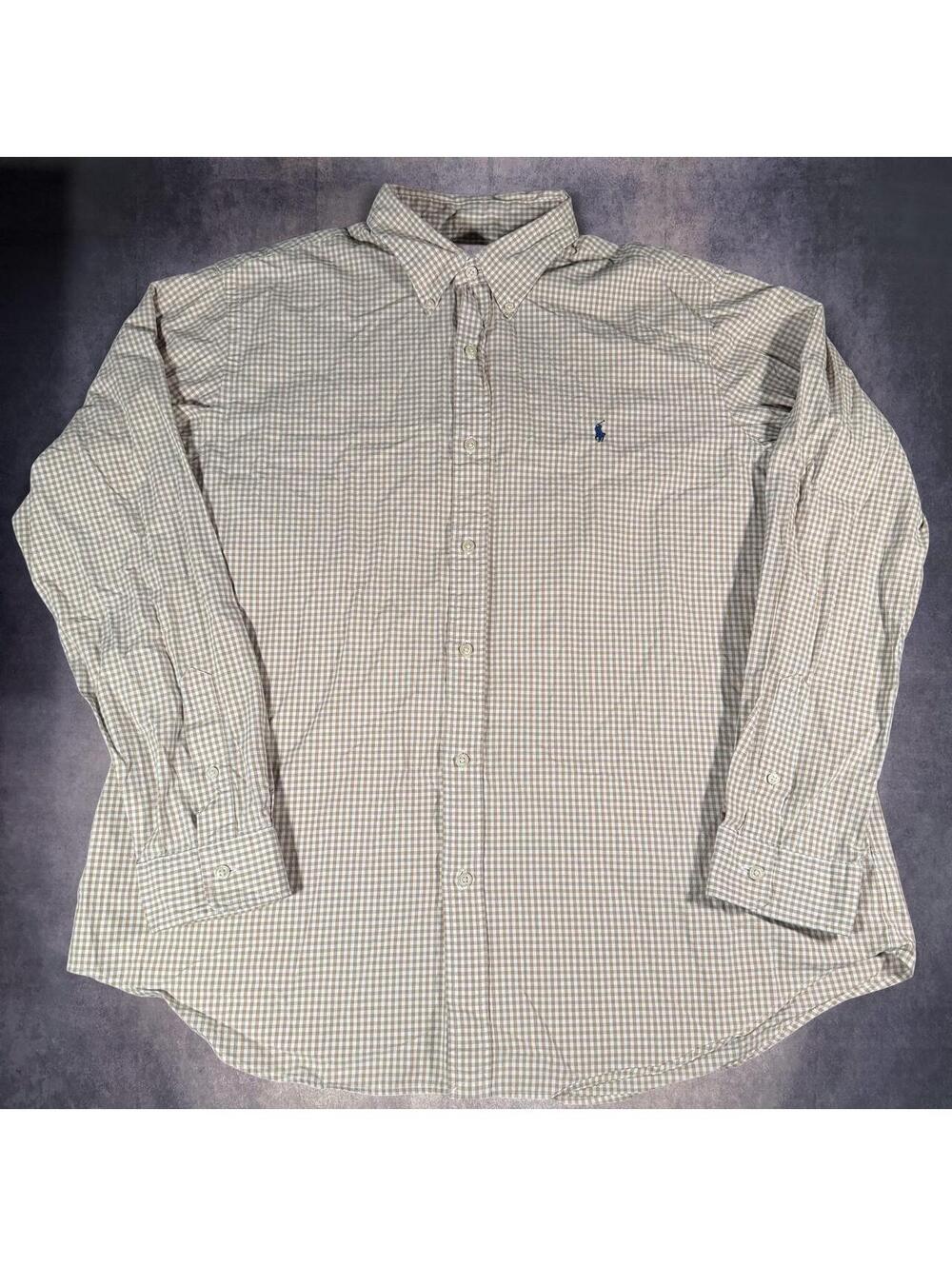 Polo Ralph Lauren Tan and White Gingham Check Button-Down Shirt